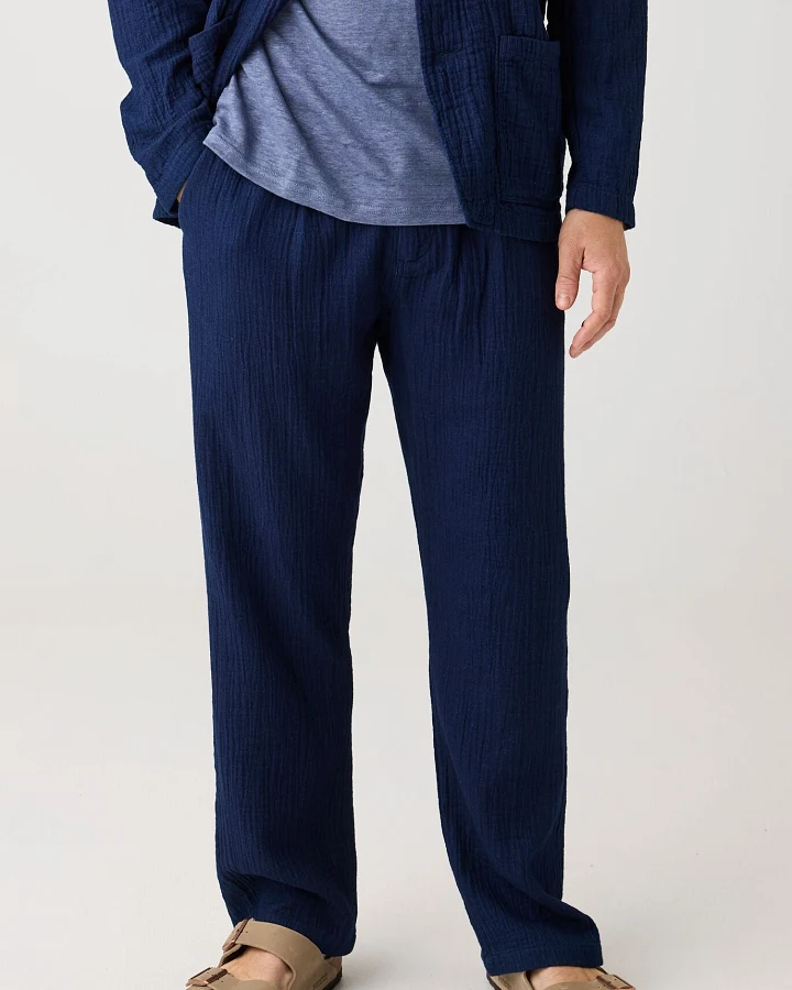 KnowledgeCotton Apparel Herren vegan Hose Dobby Fig Loose Indigo