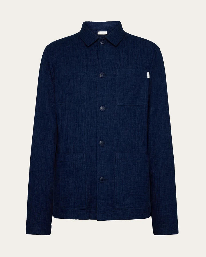 KnowledgeCotton Apparel Herren vegan Überhemd Dobby Indigo