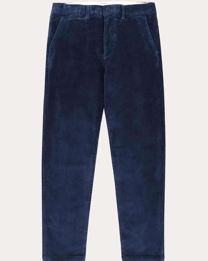 KnowledgeCotton Apparel Herren vegan Chino Hose Chuck Regular 8 Wales Corduroy Night Sky