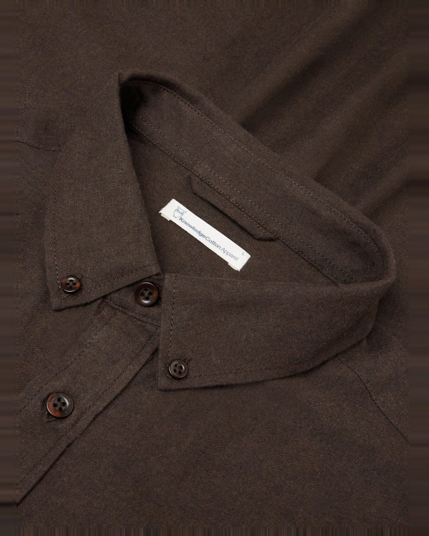 KnowledgeCotton Apparel Herren vegan Hemd Flanell Regular Melange Chocolate Torte – Ansicht 2