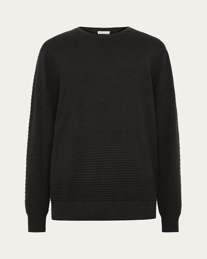 KnowledgeCotton Apparel Herren vegan Strickpullover Vagn Bubble Crew Neck Chocolate Torte