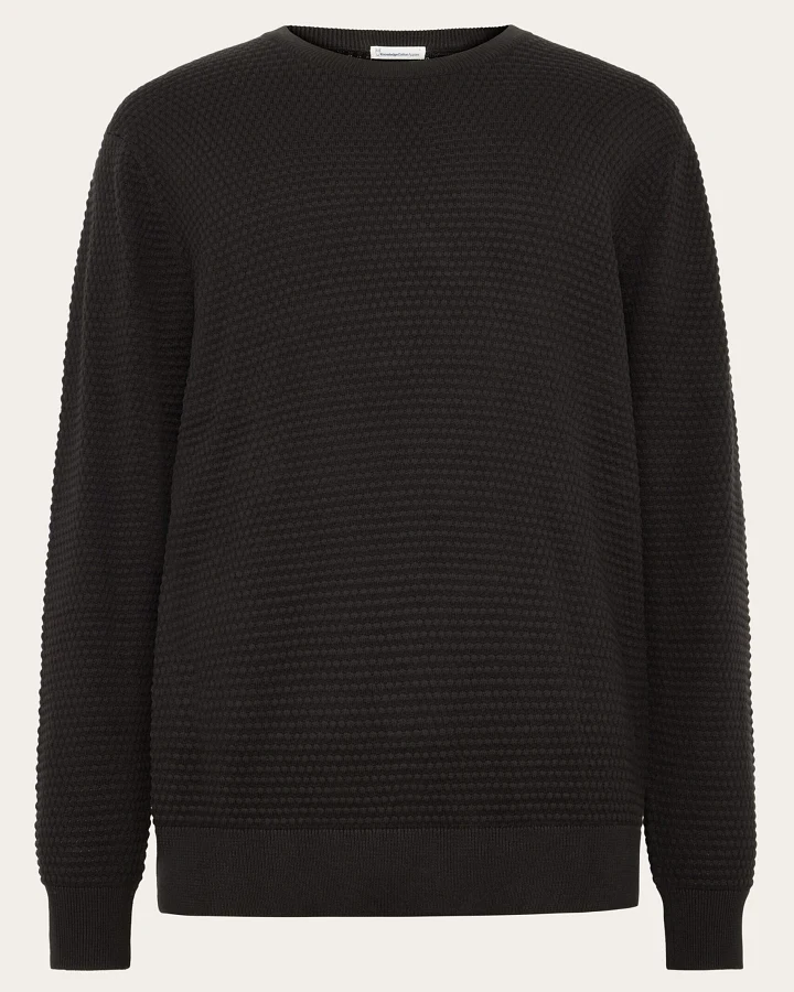 KnowledgeCotton Apparel Herren vegan Strickpullover Vagn Bubble Crew Neck Chocolate Torte