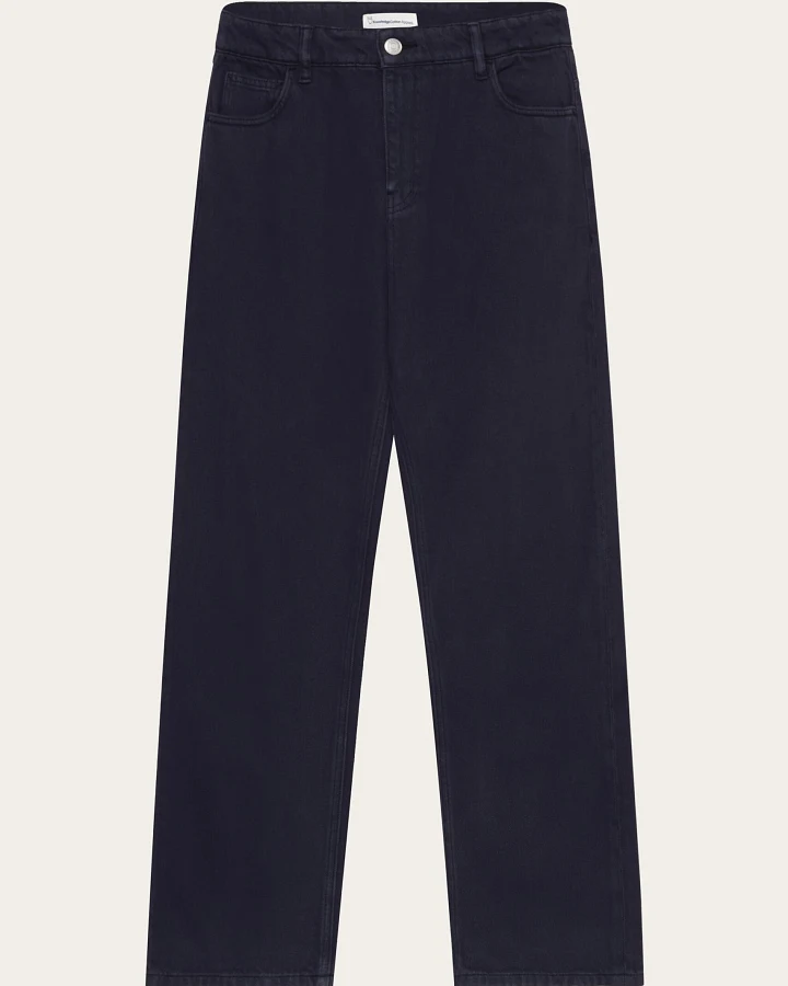 KnowledgeCotton Apparel Herren vegan Hose Wide Twill Flint Night Sky Navy