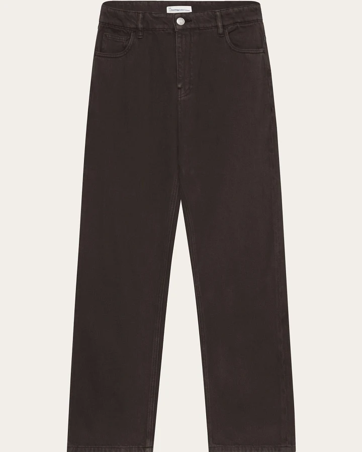 KnowledgeCotton Apparel Herren vegan Hose Wide Twill Flint Chocolate Torte