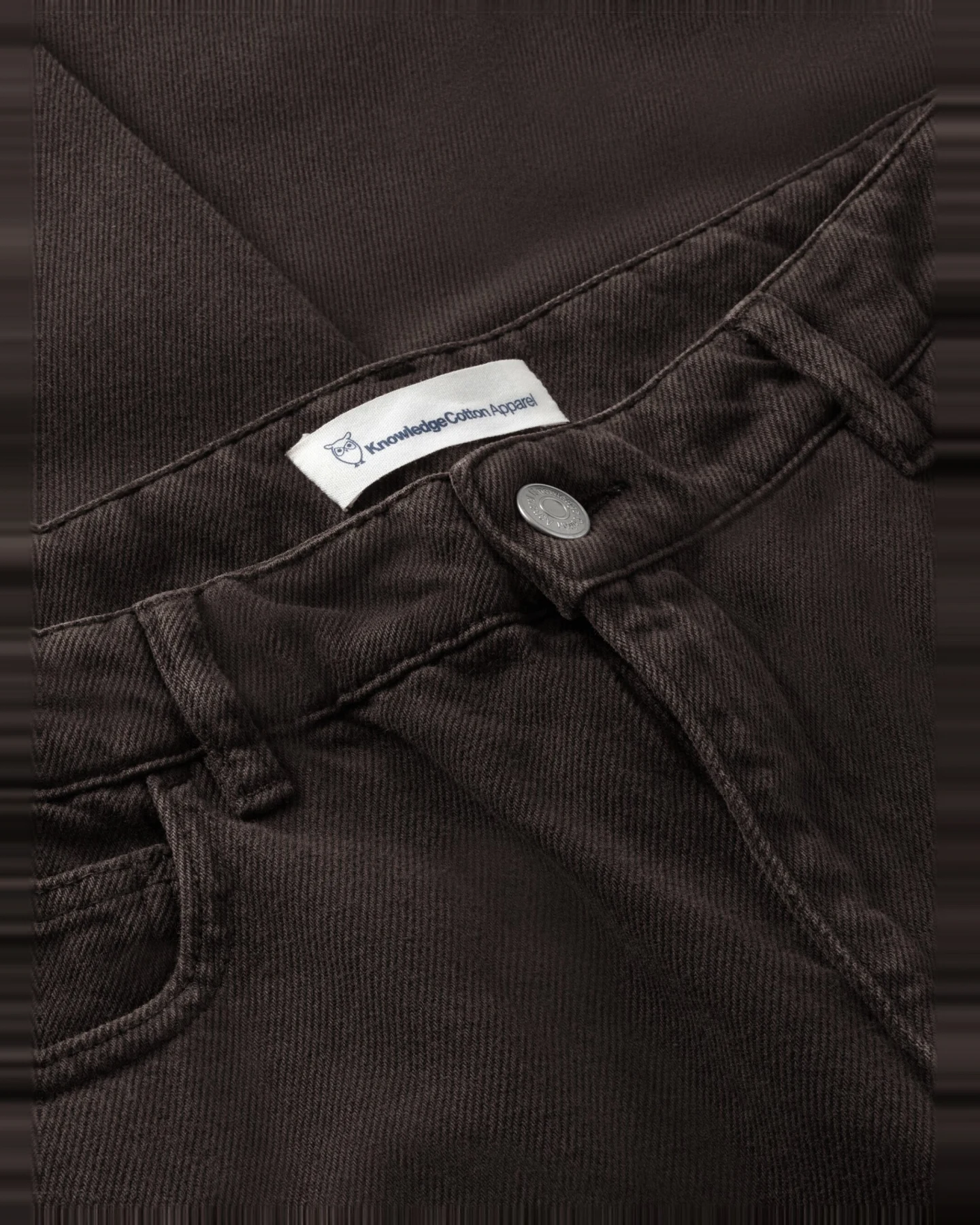 KnowledgeCotton Apparel Herren vegan Hose Wide Twill Flint Chocolate Torte – Ansicht 2