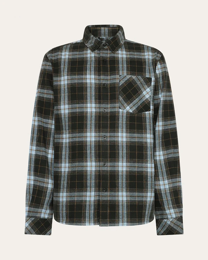 KnowledgeCotton Apparel Herren vegan Hemd Flanell Dune Regular Karo Grün