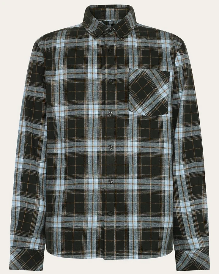 KnowledgeCotton Apparel Herren vegan Hemd Flanell Dune Regular Karo Grün
