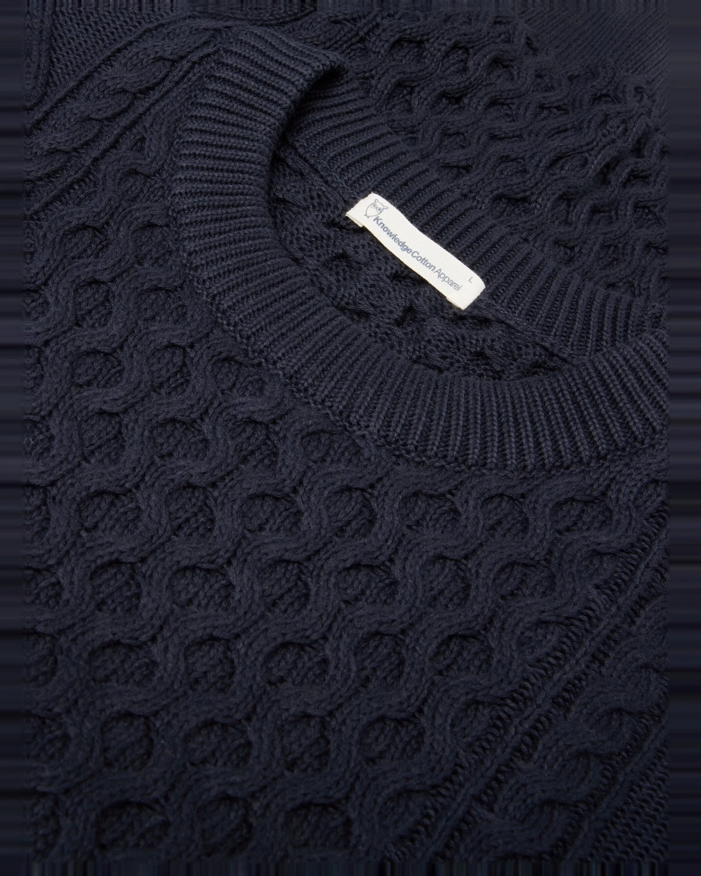 KnowledgeCotton Apparel Herren vegan Strickpullover Cable Night Sky Navy – Ansicht 2
