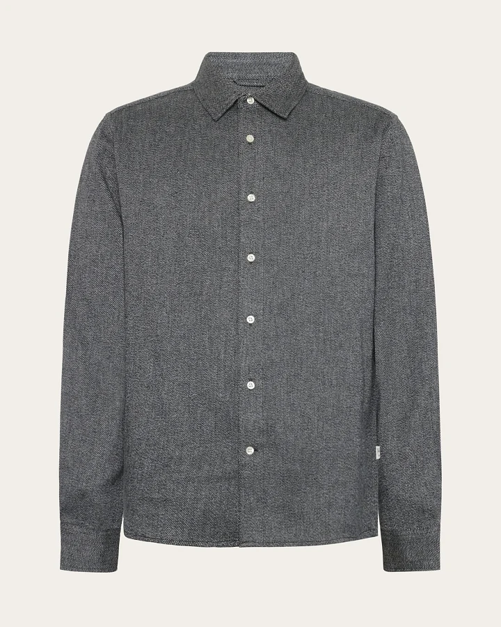 KnowledgeCotton Apparel Herren vegan Hemd Melange Forrest Night