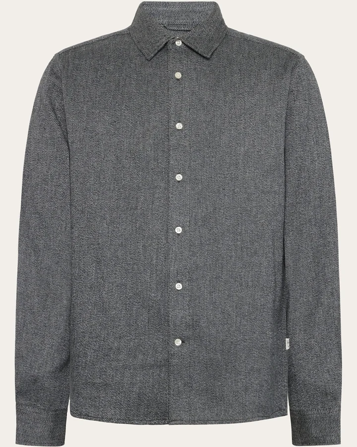 KnowledgeCotton Apparel Herren vegan Hemd Melange Forrest Night