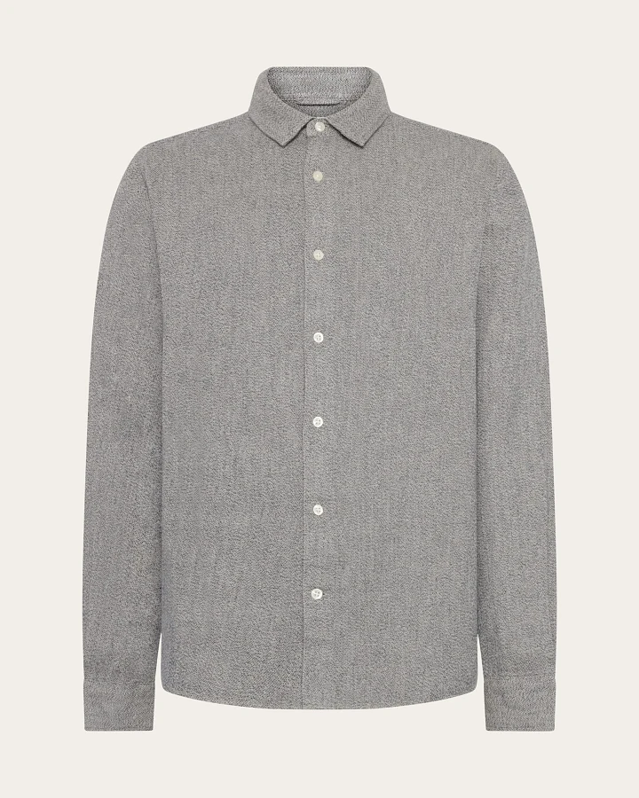 KnowledgeCotton Apparel Herren vegan Hemd Melange Light Feather Gray