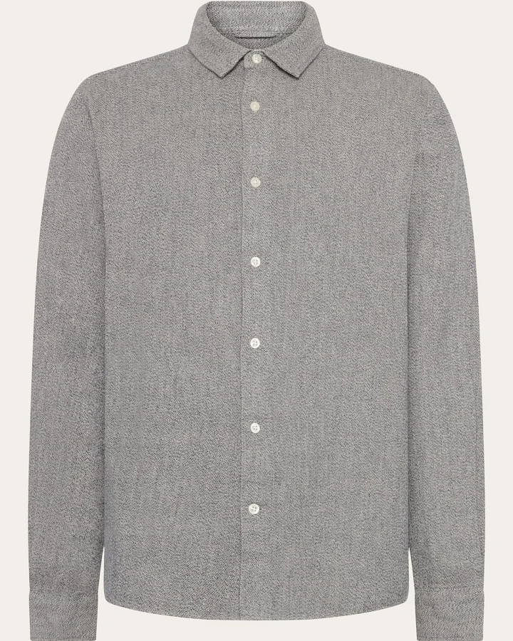 KnowledgeCotton Apparel Herren vegan Hemd Melange Light Feather Gray