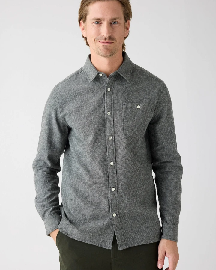 KnowledgeCotton Apparel Herren vegan Hemd Flanell Forrest Night Grün/Grau