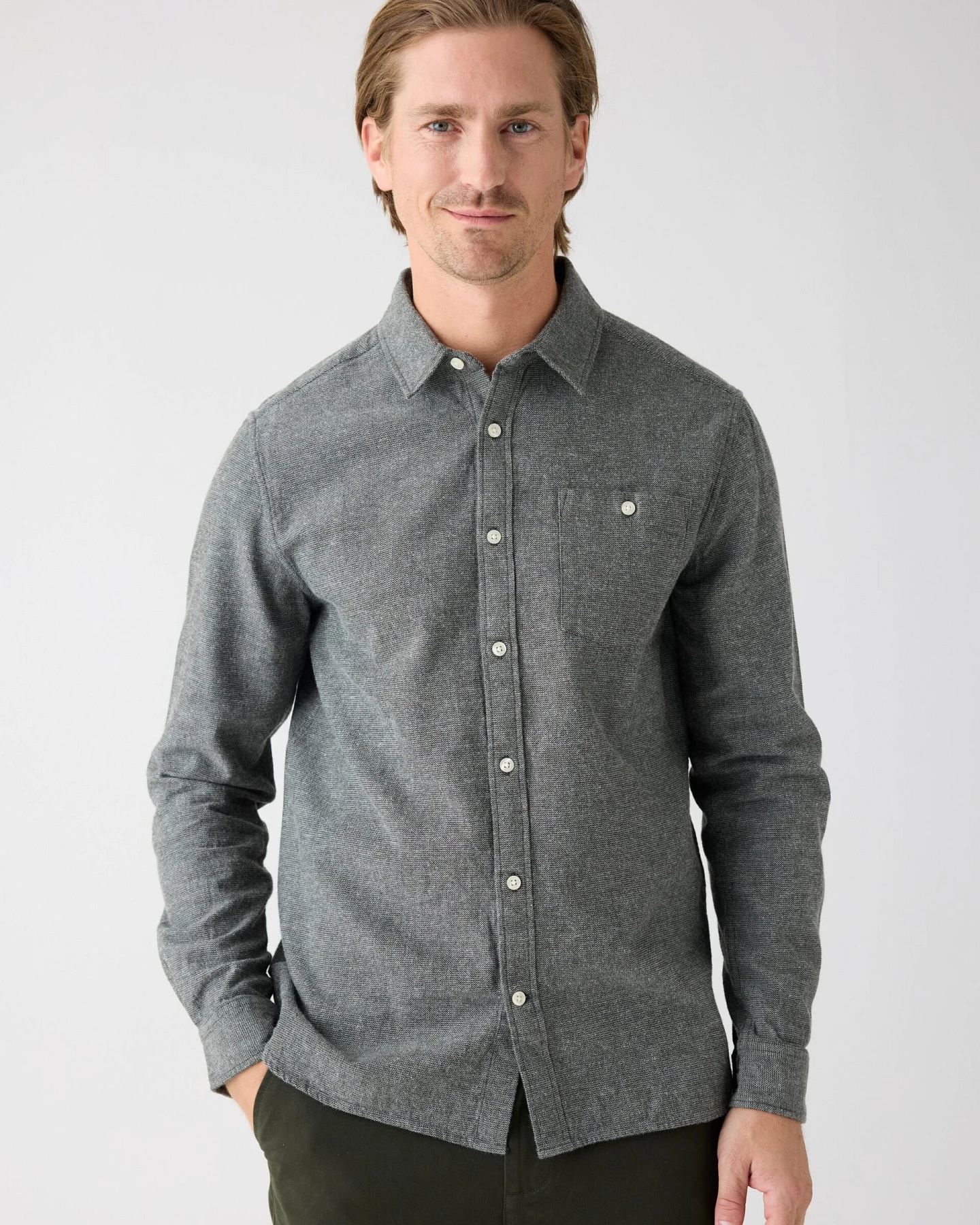 KnowledgeCotton Apparel Herren vegan Hemd Flanell Forrest Night Grün/Grau – Ansicht 2