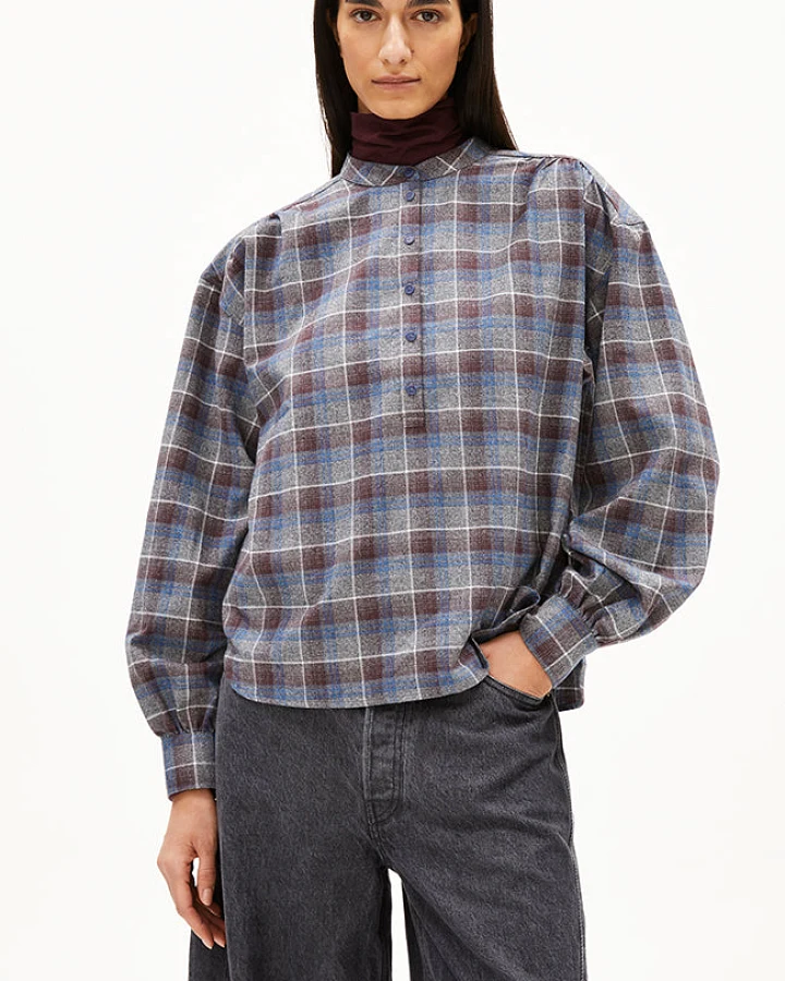 ARMEDANGELS Damen vegan Bluse Efinaraa Check Cranberry