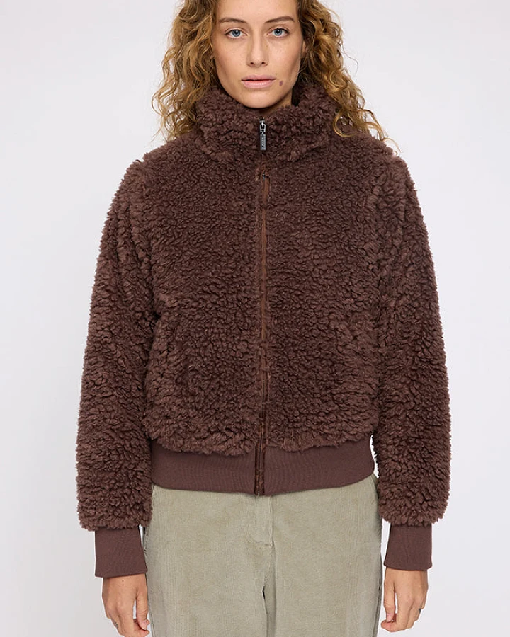 Mazine Damen vegan Jacke Kunstpelz Kastanienbraun