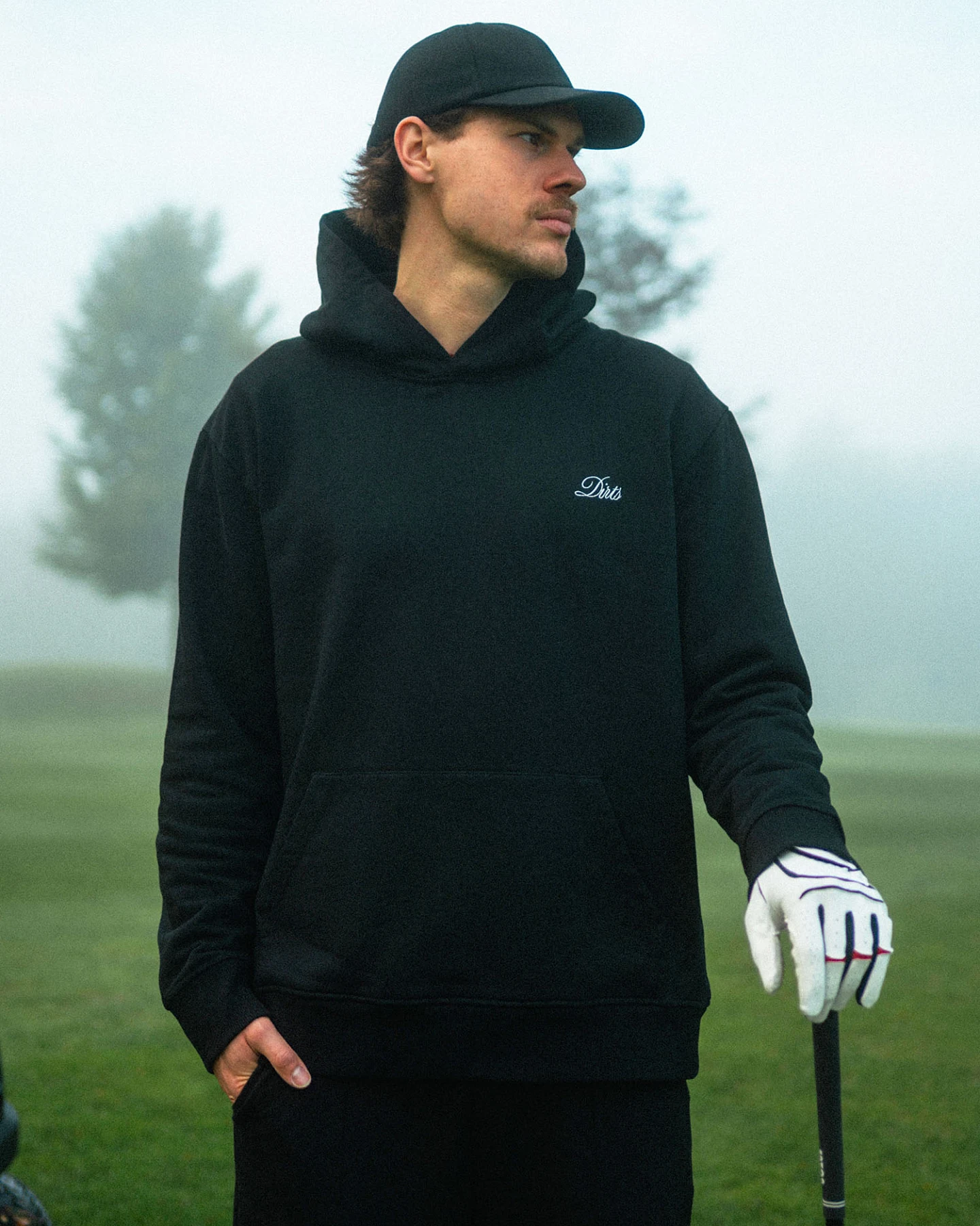 DIRTS Herren vegan Hoodie Classic Country Club Schwarz – Ansicht 2