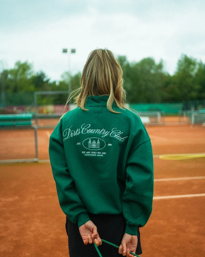DIRTS Damen vegan Pullover Quarter Zip Country Club Court Grün