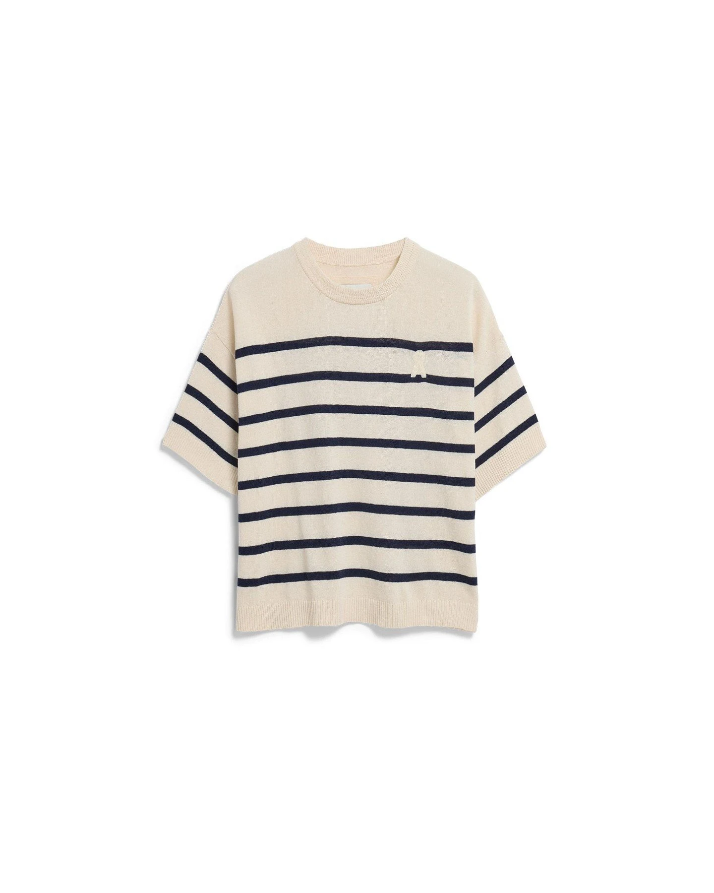 T-Shirt Strick Stripe Linen Blend Off White – Ansicht 6
