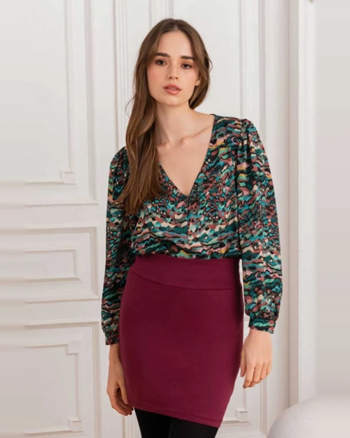 WiDDA Damen vegan Bluse Lubo Mit Grafikdruck Mehrfarbig