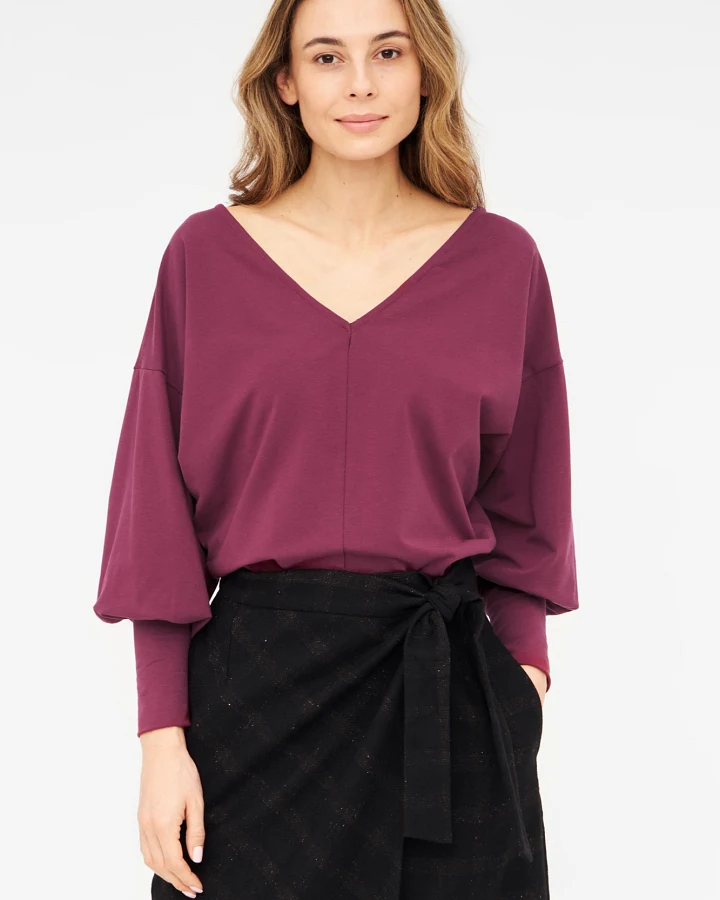 WiDDA Damen vegan Langarmshirt Ava Beerenrot