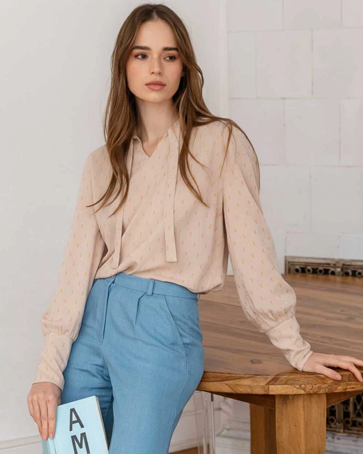 WiDDA Damen vegan Bluse Banda Beige/Gold
