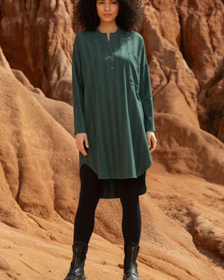 WiDDA Damen vegan Tunika Komfi Green Lines