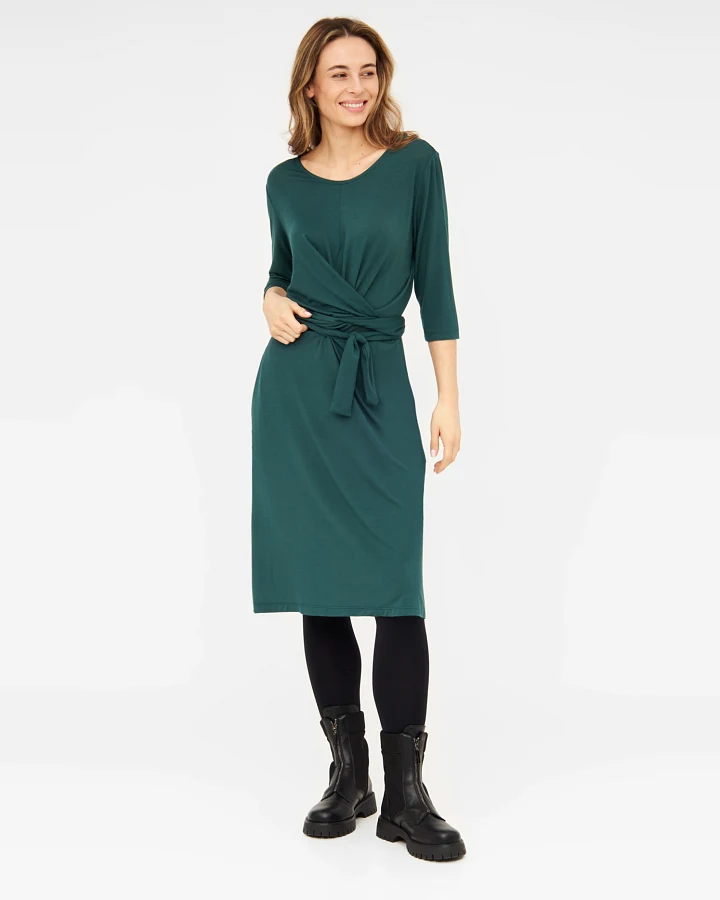 WiDDA Damen vegan Kleid Jersey Slinga Petrol