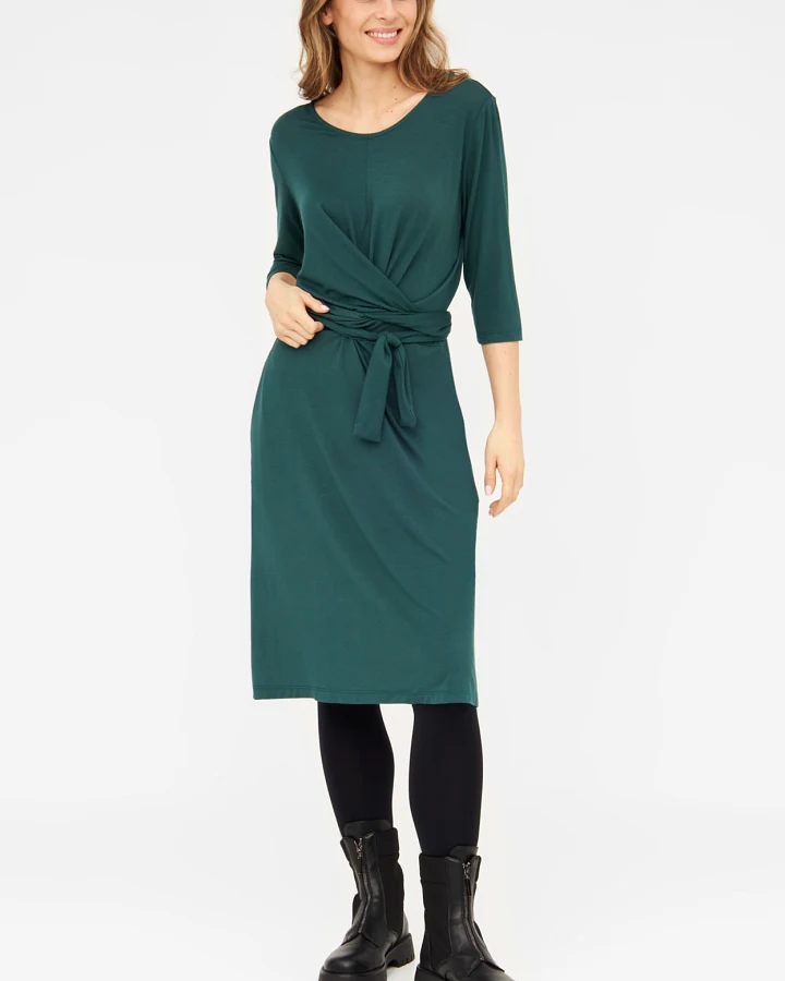 WiDDA Damen vegan Kleid Jersey Slinga Petrol