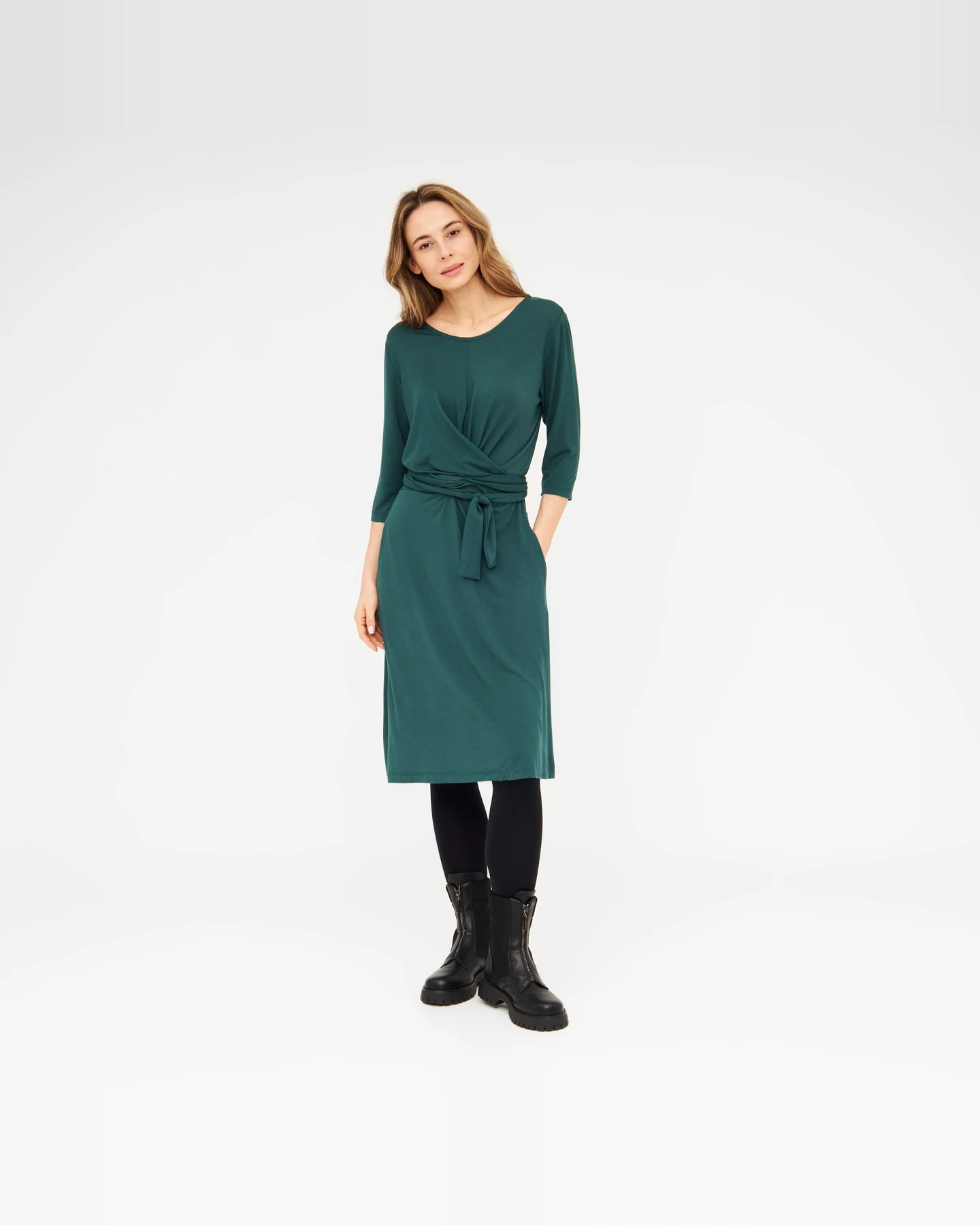 WiDDA Damen vegan Kleid Jersey Slinga Petrol – Ansicht 2