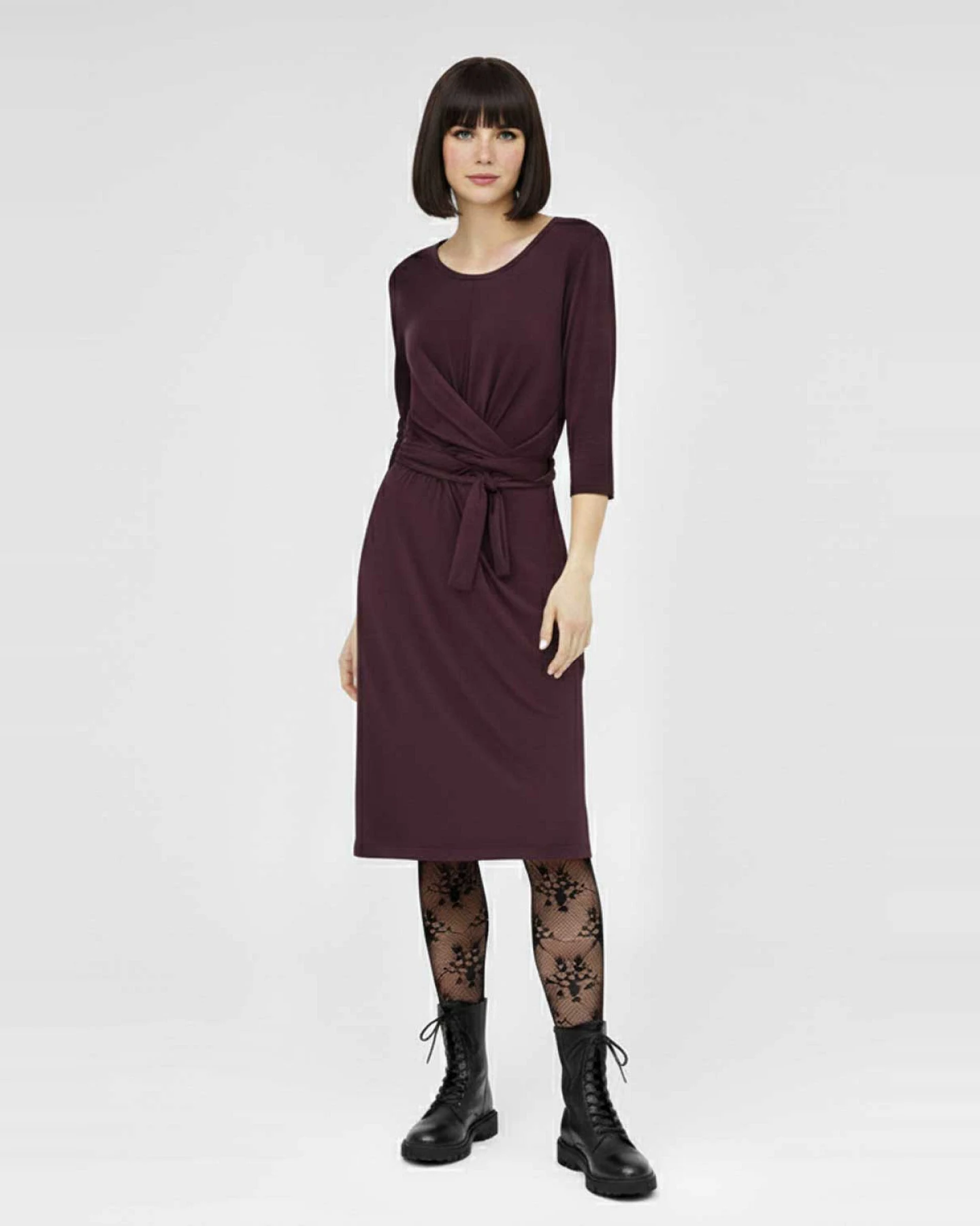 WiDDA Damen vegan Kleid Jersey Slinga Berry – Ansicht 2