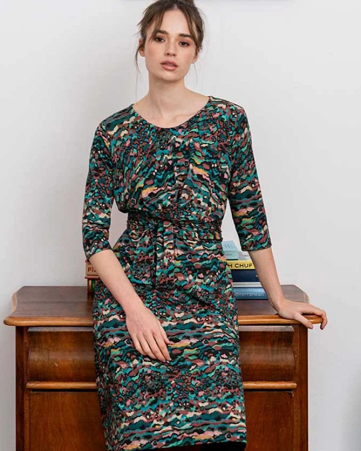 WiDDA Damen vegan Kleid Jersey Slinga Multicolor