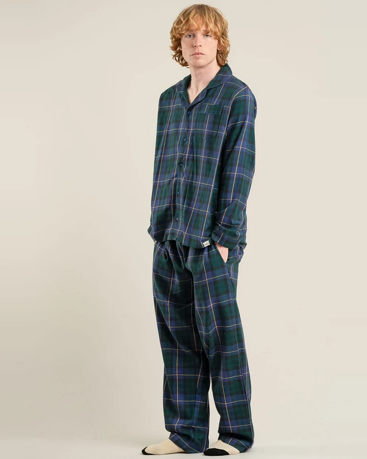 KOMODO Herren vegan Pyjama Set Jim Jam Uhr Schwarz