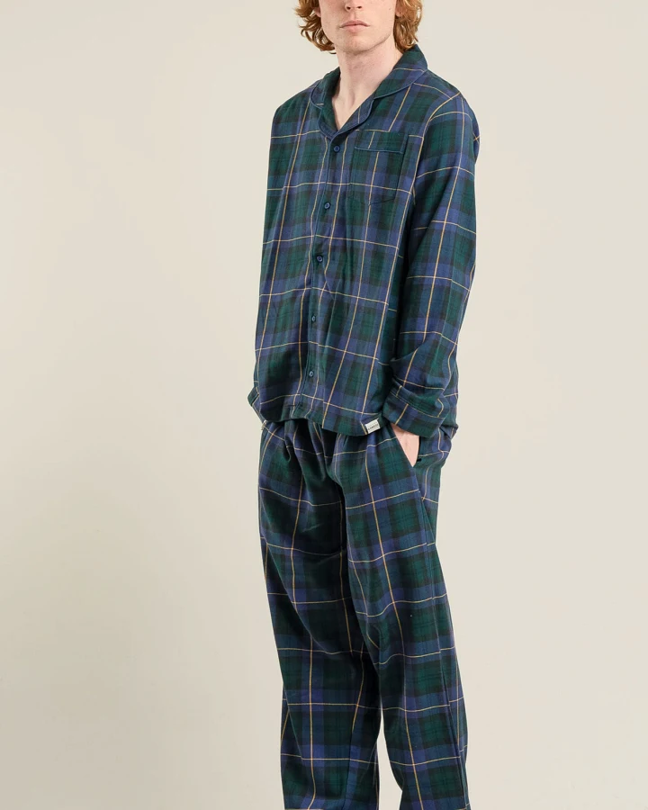 KOMODO Herren vegan Pyjama Set Jim Jam Uhr Schwarz