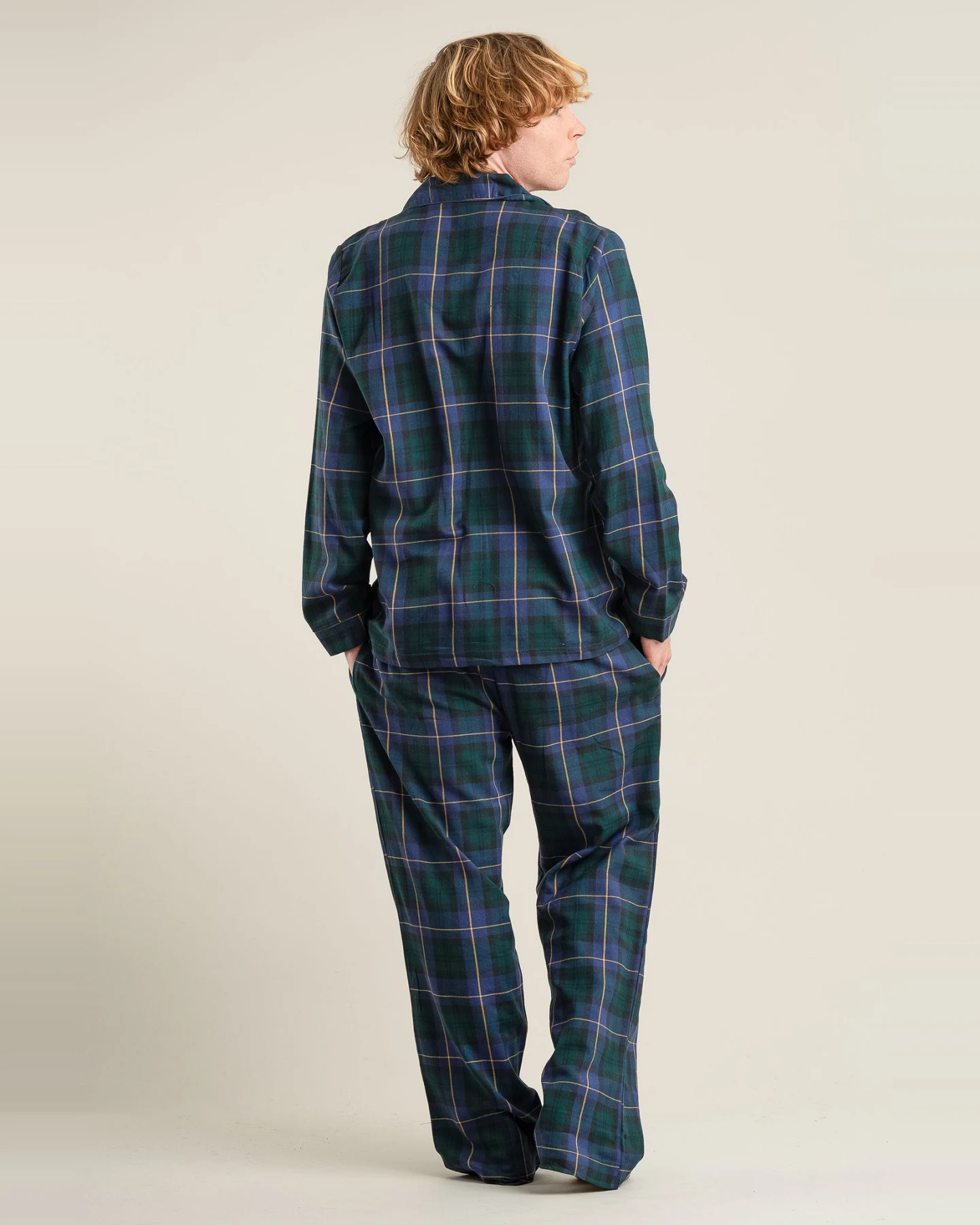 KOMODO Herren vegan Pyjama Set Jim Jam Uhr Schwarz – Ansicht 2