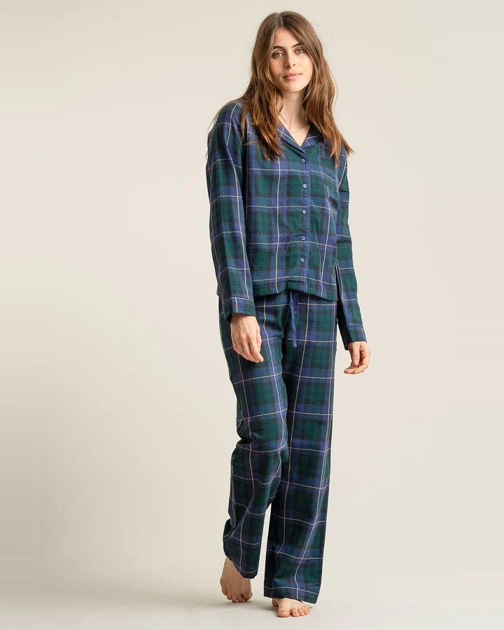 KOMODO Damen vegan Pyjama Set Jim Jam Uhr Schwarz