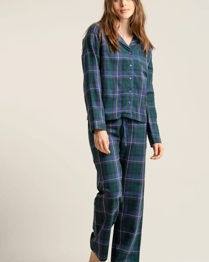 KOMODO Damen vegan Pyjama Set Jim Jam Uhr Schwarz