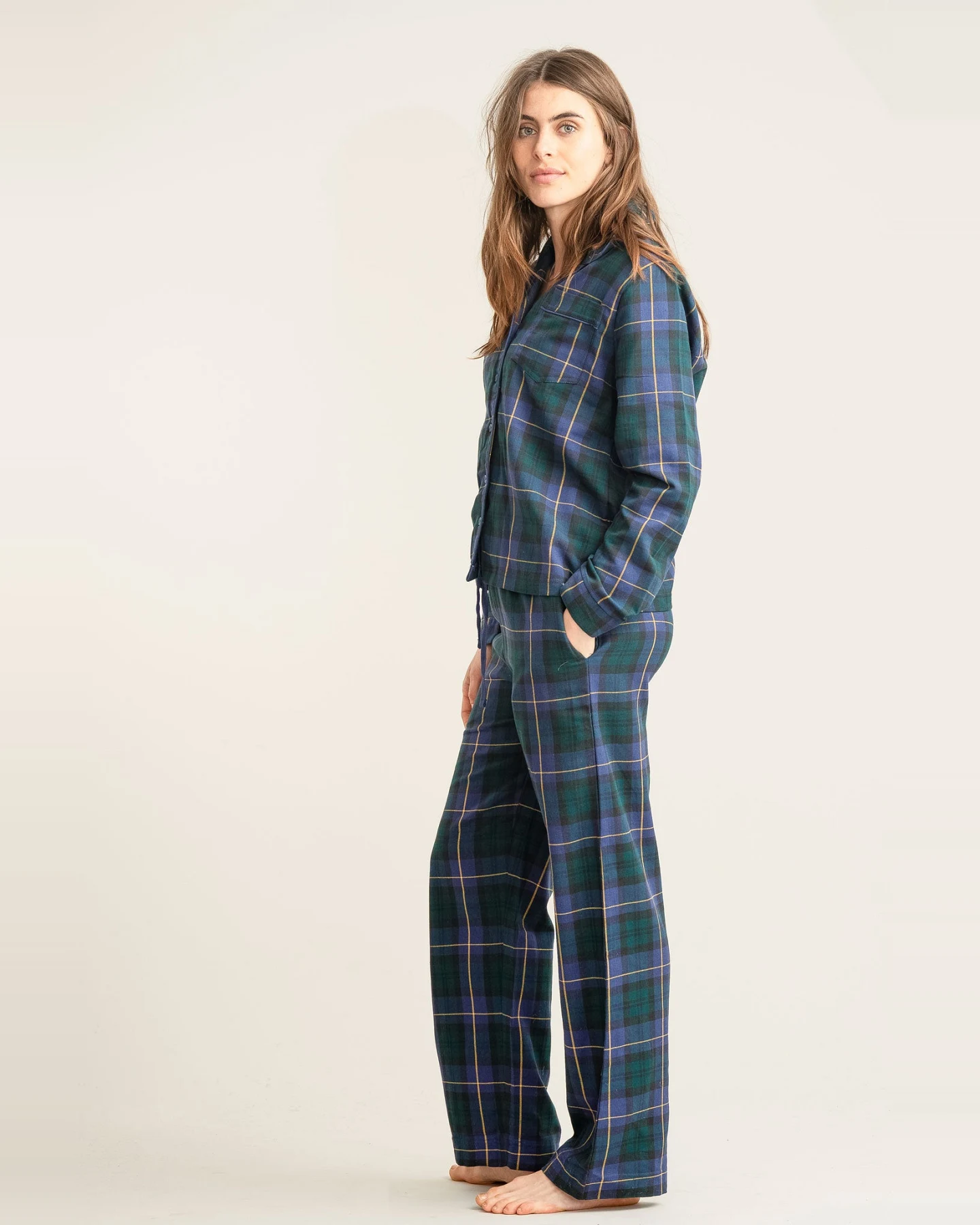 KOMODO Damen vegan Pyjama Set Jim Jam Uhr Schwarz – Ansicht 2