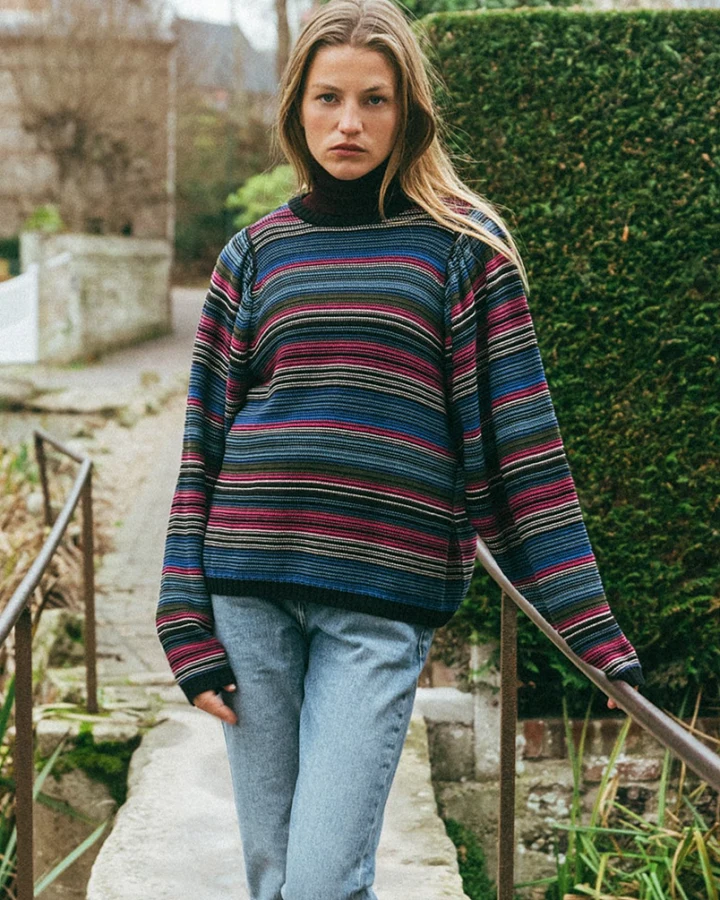LOVJOI Damen vegan Pullover Kylindra Mehrfarbig