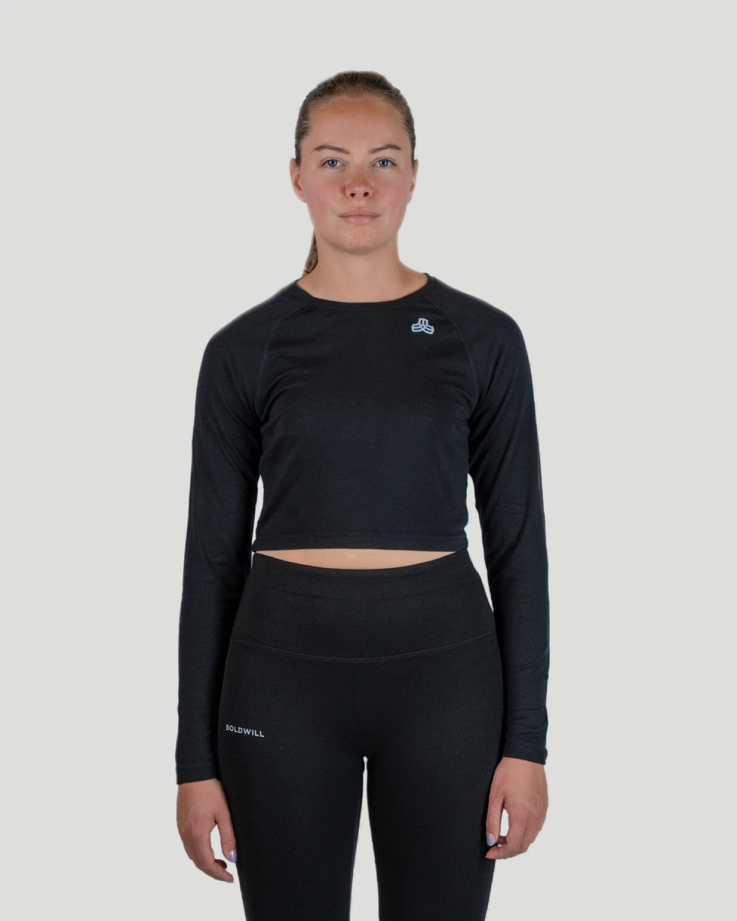 Boldwill Damen vegan Crop Top Longsleeve Wood Schwarz – Ansicht 2