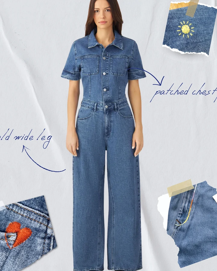 Dawn Damen vegan Jumpsuit Twitter Kunst Auf Scherben Medium Blau