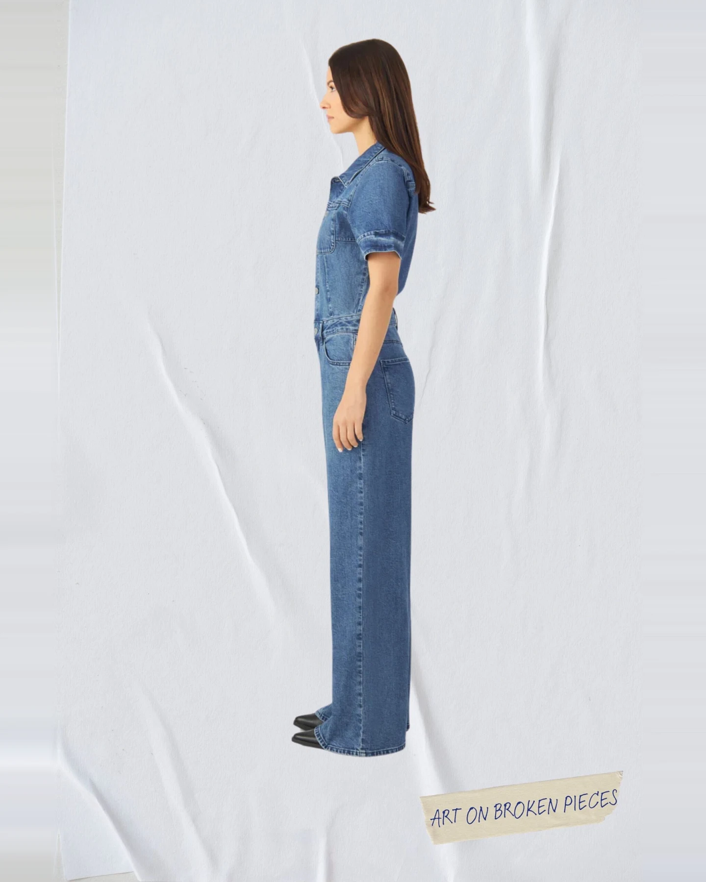 Dawn Damen vegan Jumpsuit Twitter Kunst Auf Scherben Medium Blau – Ansicht 2