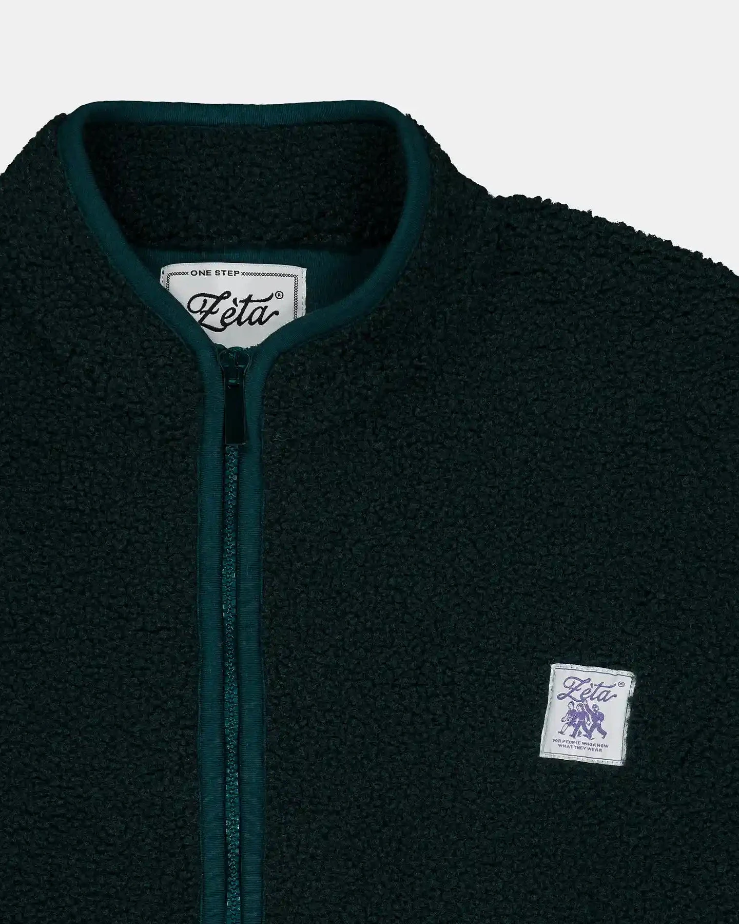 Zèta Herren vegan Jacke Unisex Sherpa Waldgrün – Ansicht 2