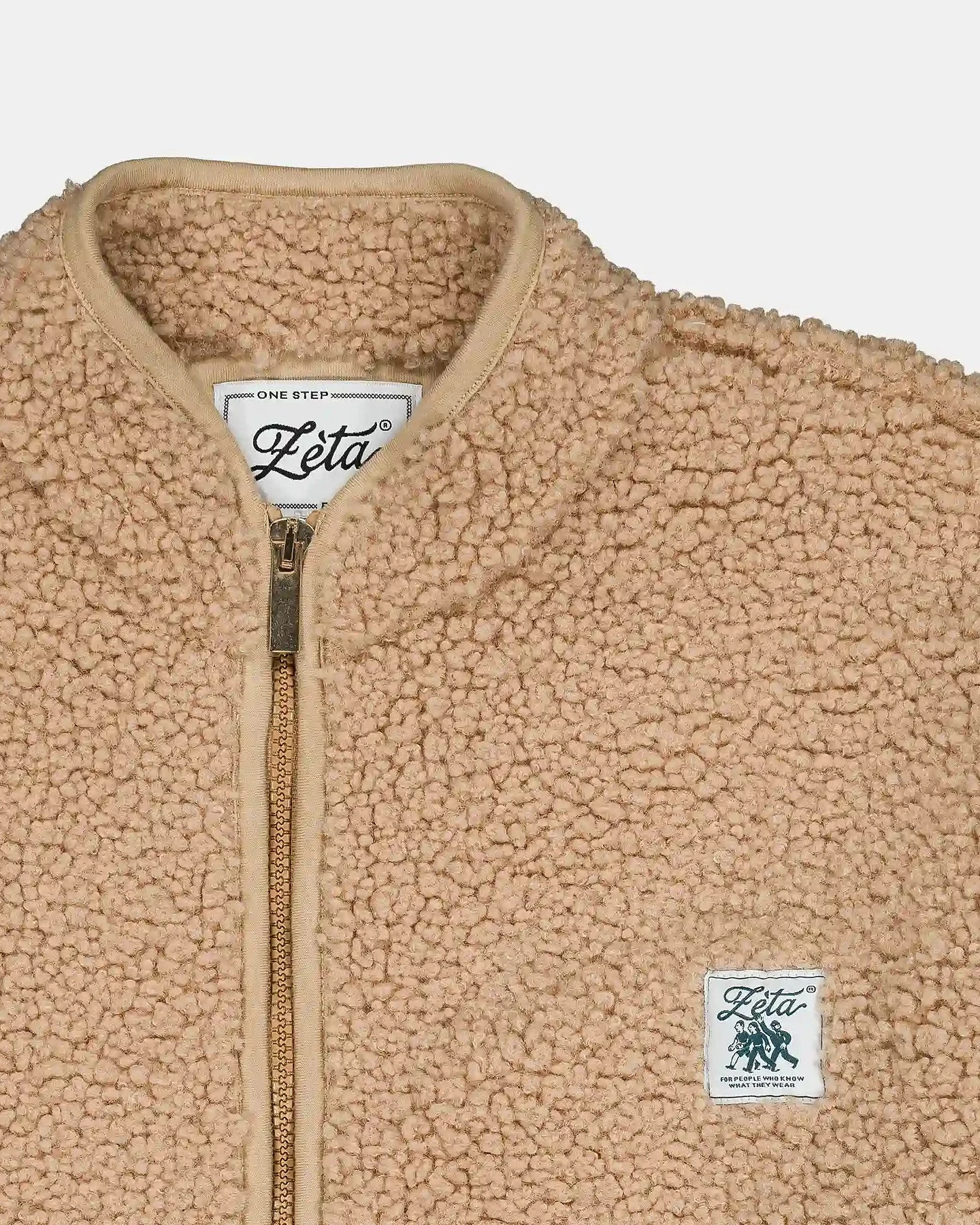 Zèta Herren vegan Jacke Unisex Sherpa Camel – Ansicht 2