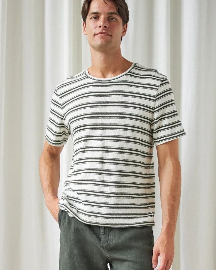 TWOTHIRDS Herren vegan T-Shirt Wight Grün Gestreift