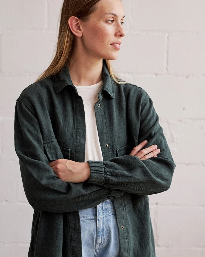 TWOTHIRDS Damen vegan Overshirt Nacula Dunkelgrün