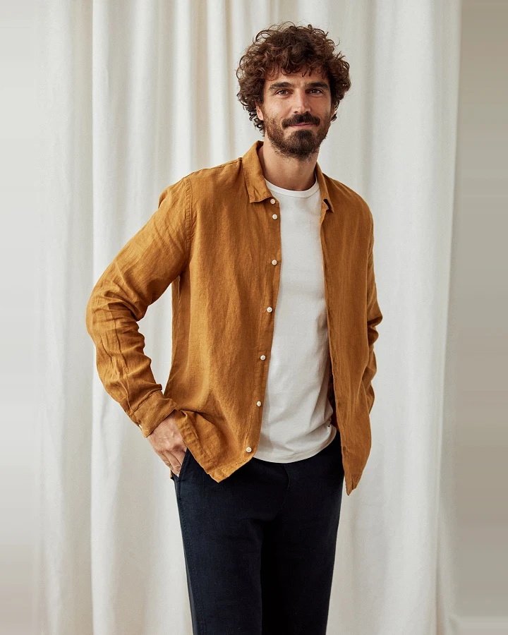 TWOTHIRDS Herren vegan Hemd Northbrook Golden Brown