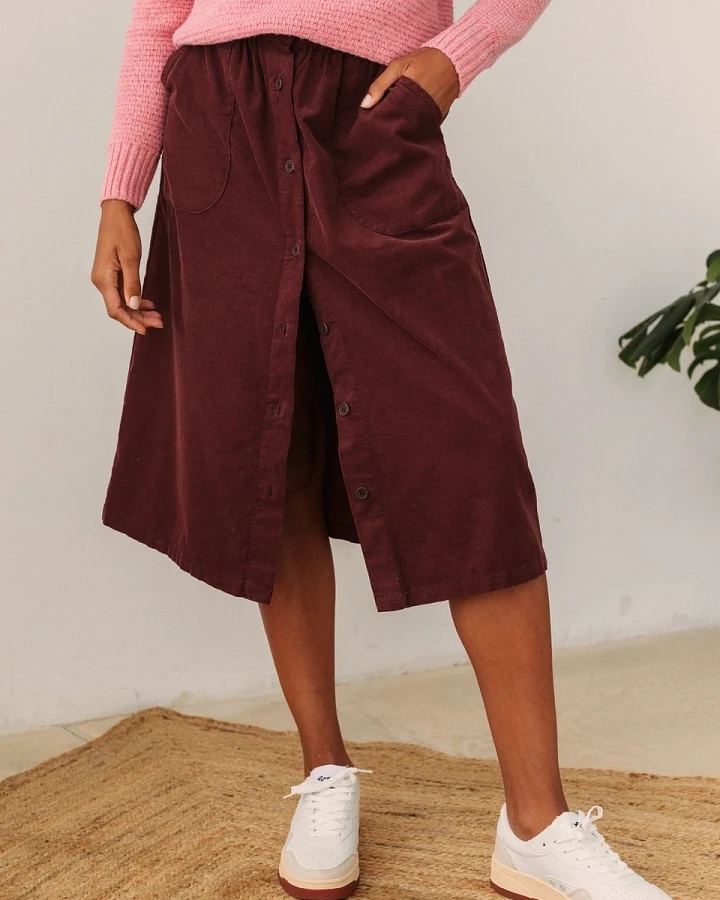 TWOTHIRDS Damen vegan Rock Schola Russet Braun Rot