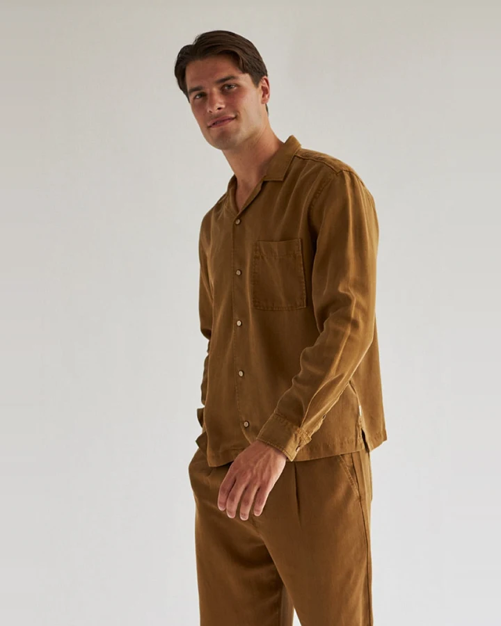 TWOTHIRDS Herren vegan Hemd Nuku Hiva Bronze Braun
