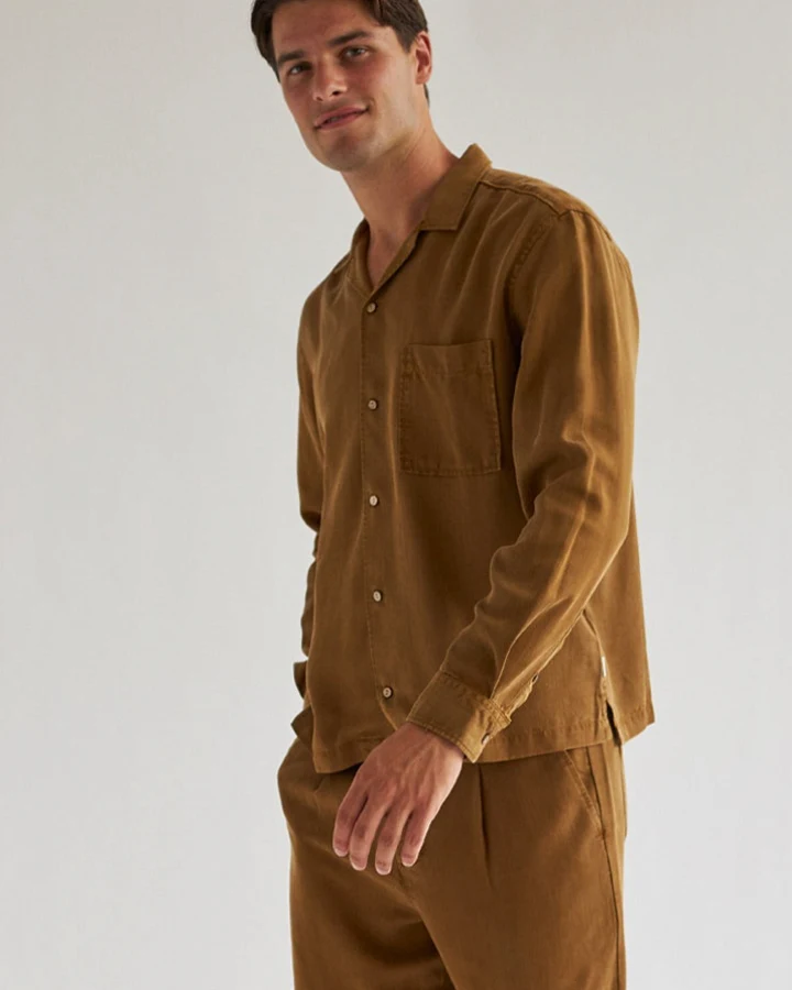 TWOTHIRDS Herren vegan Hemd Nuku Hiva Bronze Braun